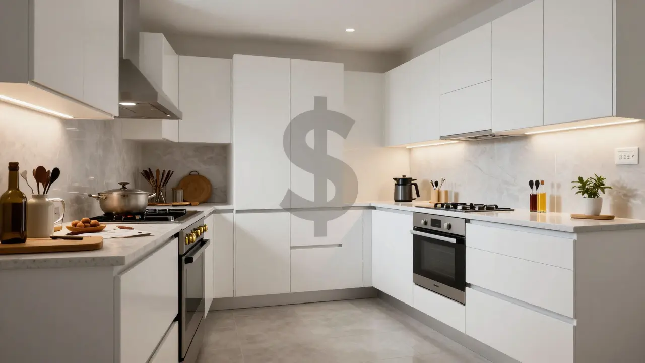 Side-by-side comparison of an old kitchen and a sleek IKEA kitchen, highlighting modern design and cost savings.