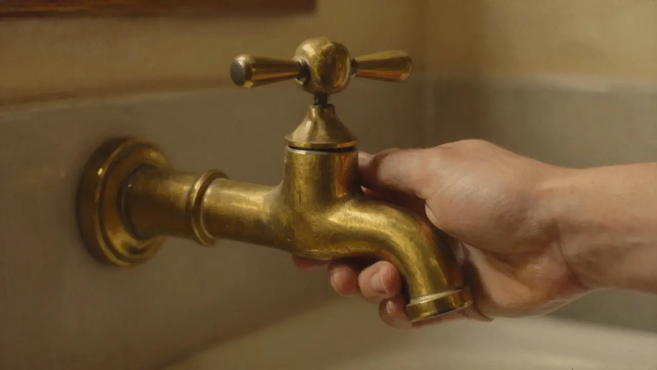Solid brass faucet being held, showing quality and texture